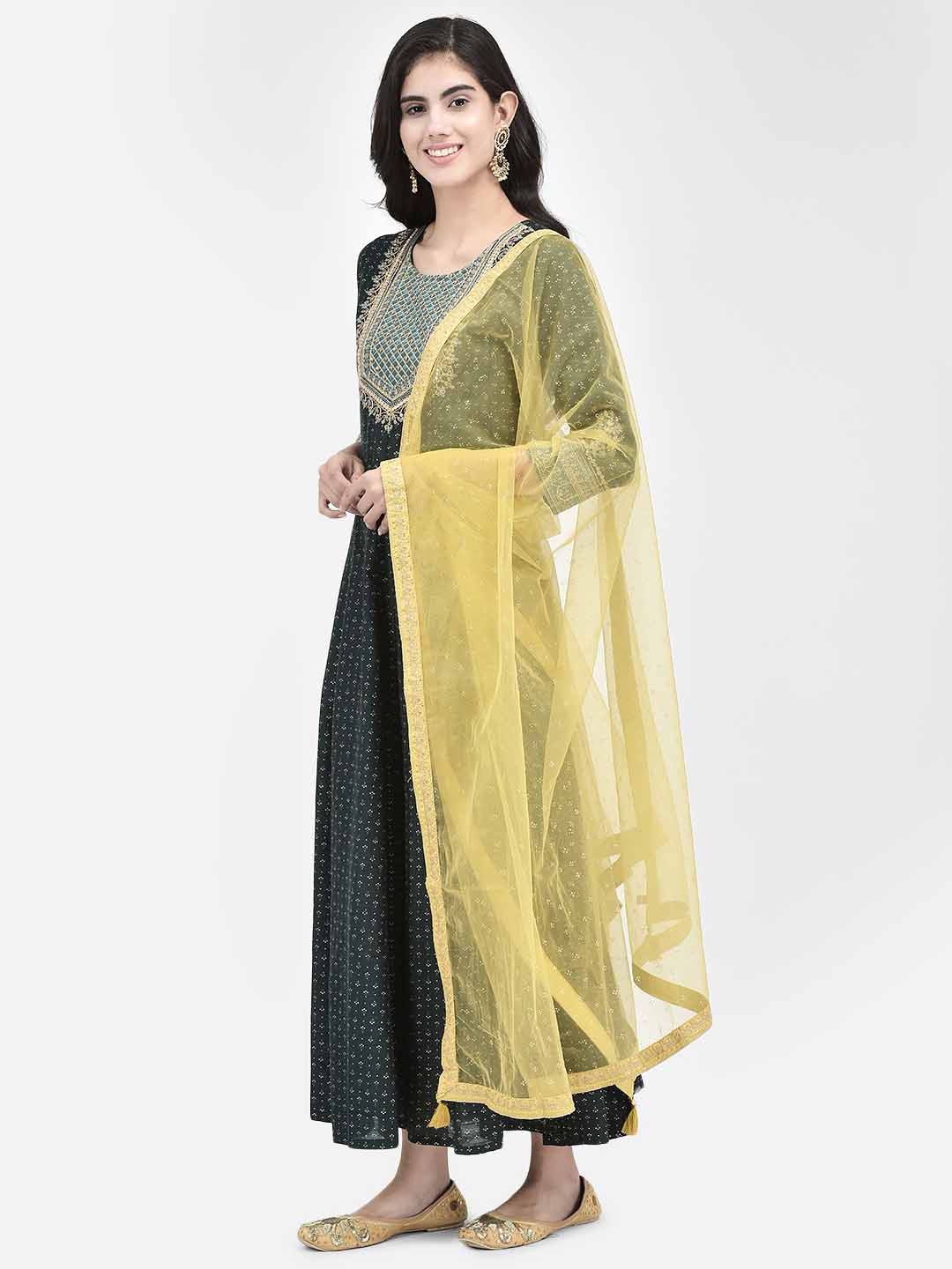 Span Green Silk Festive Gown