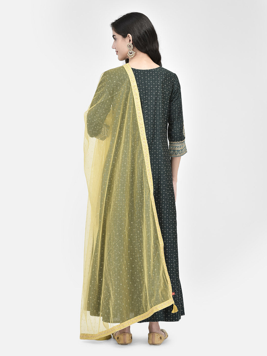 Span Green Silk Festive Gown