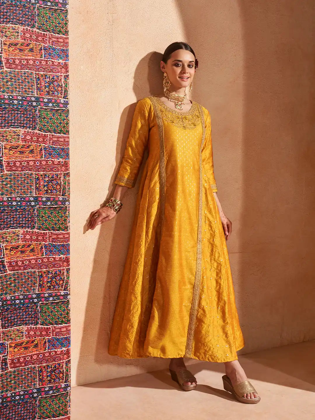 Span Yellow Silk Festive Gown