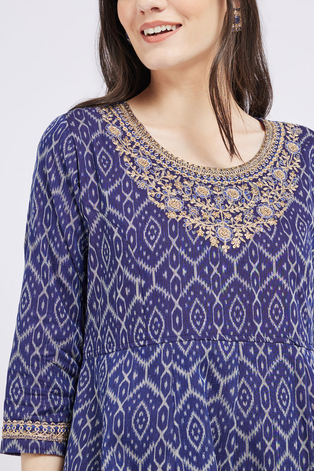 Span Blue Viscose Festive Gown