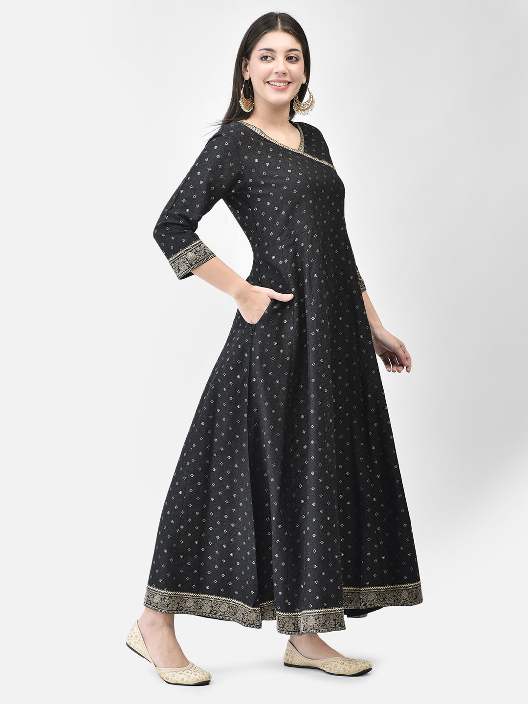 Span Black Silk Festive Gown