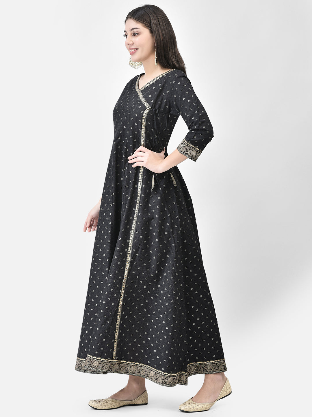 Span Black Silk Festive Gown