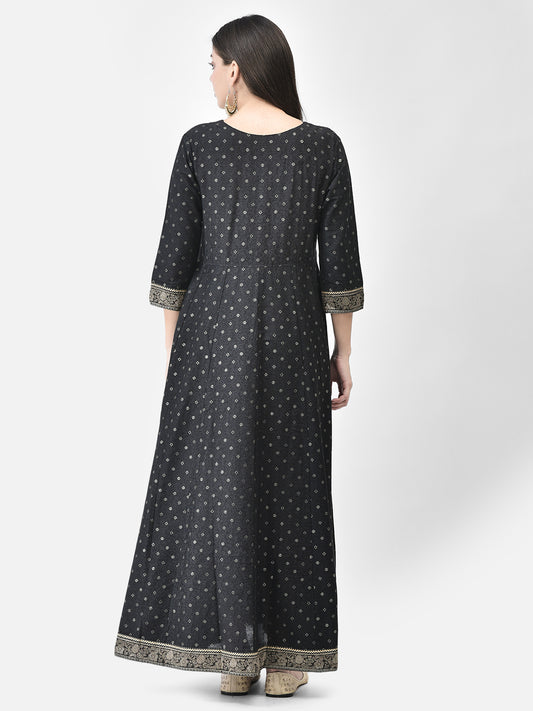 Span Black Silk Festive Gown