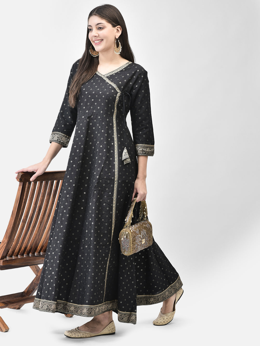Span Black Silk Festive Gown