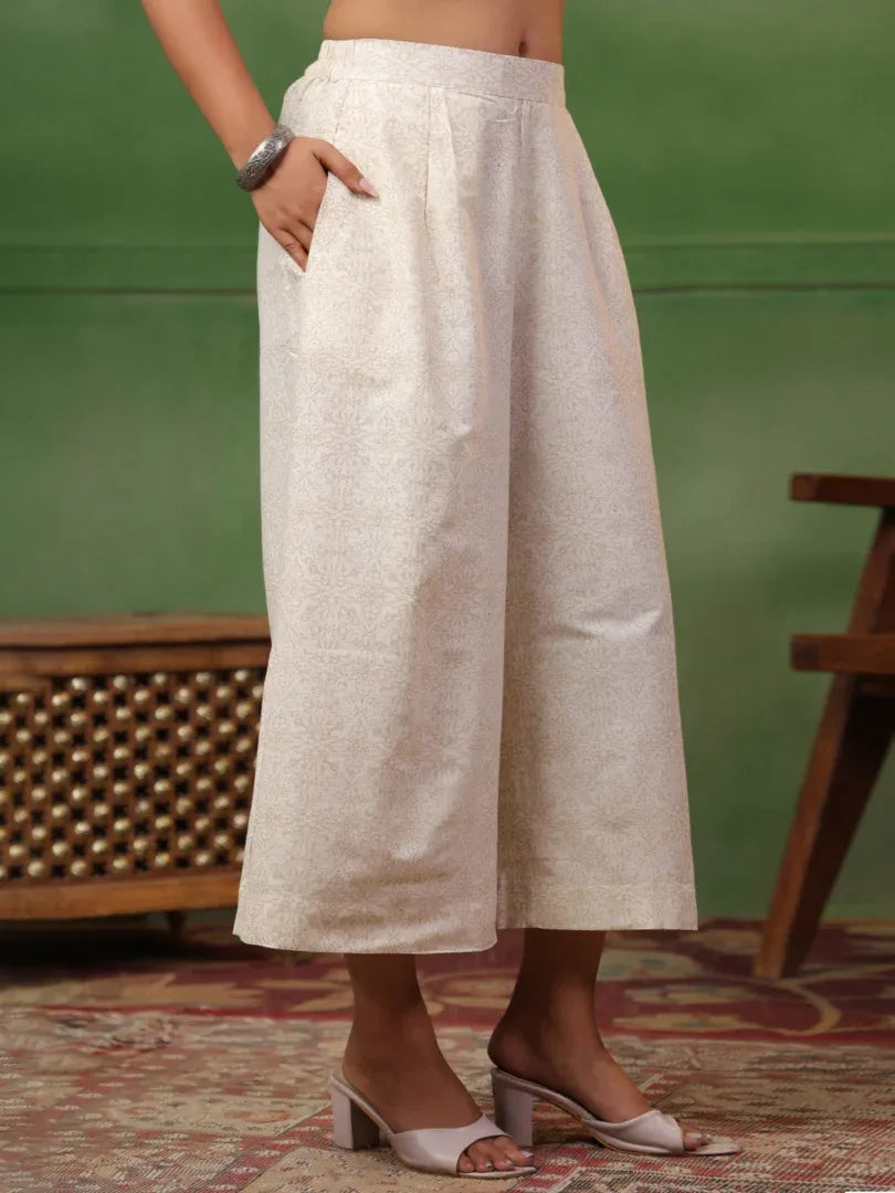 Span White Mandarin Neck Kurta Set