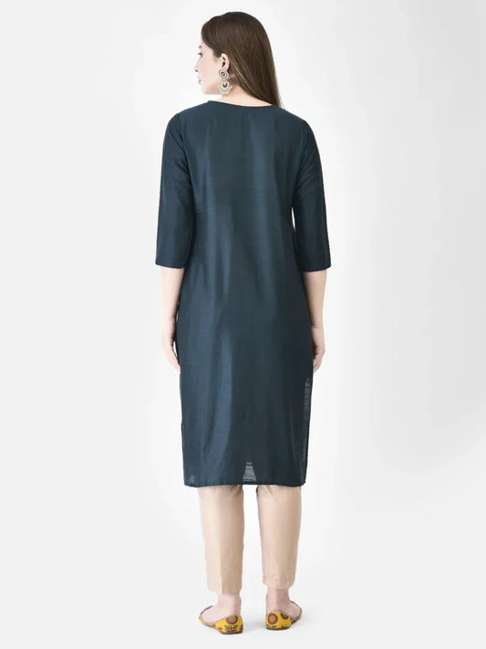 Span Blue Silk Festive Kurta