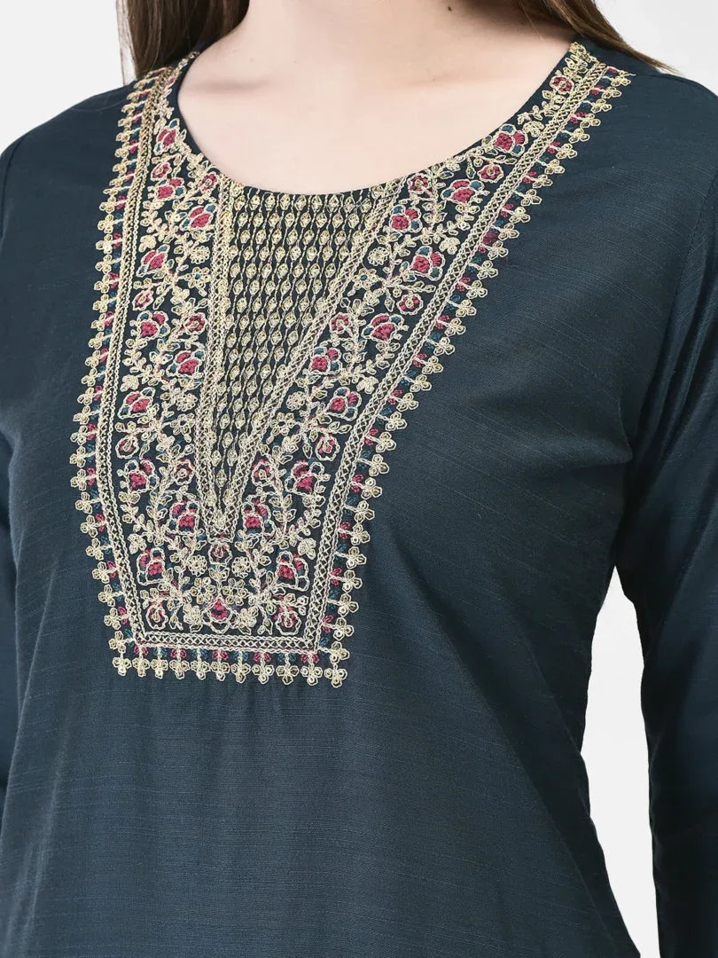 Span Blue Silk Festive Kurta