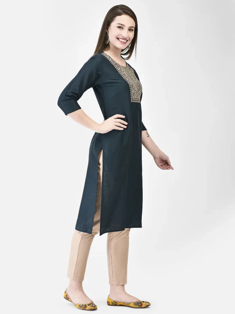 Span Blue Silk Festive Kurta