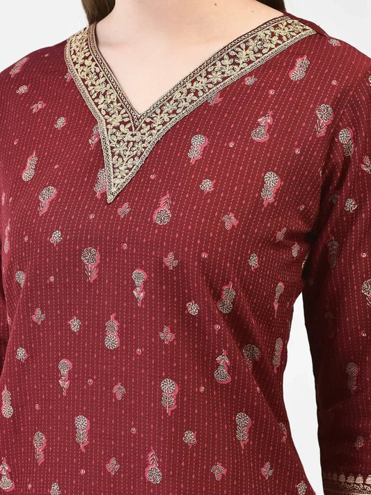 Span Burgundy Silk Co-Ord Set (Set of 2)