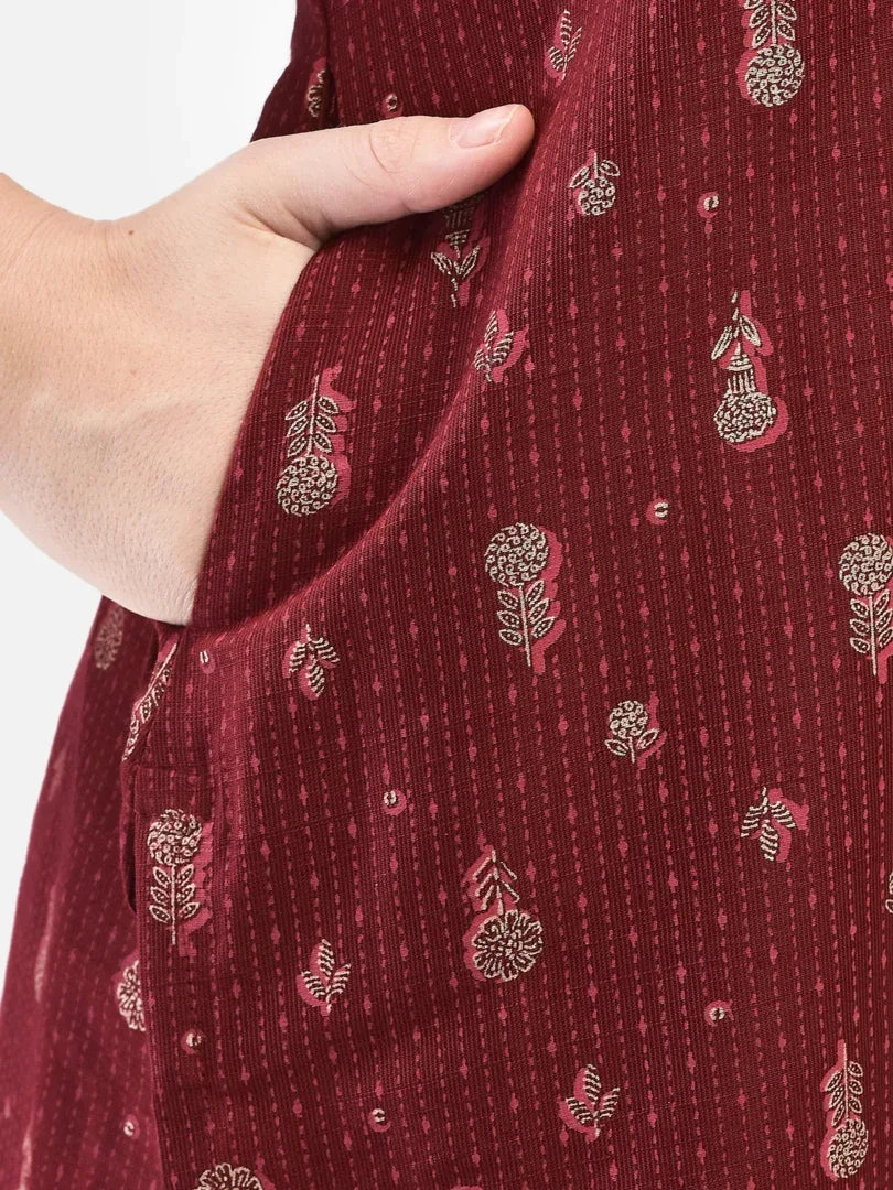 Span Burgundy Silk Co-Ord Set (Set of 2)
