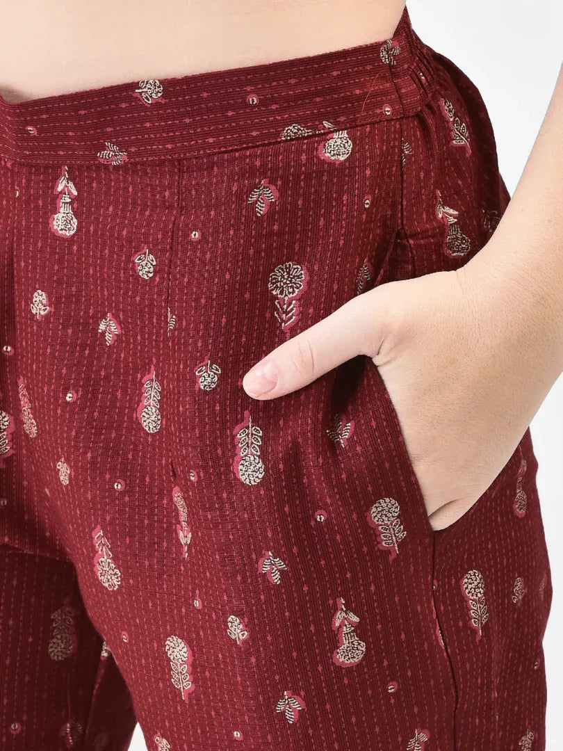 Span Burgundy Silk Co-Ord Set (Set of 2)