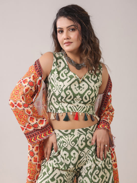 Span Green V Neck Viscose 3PCS Set