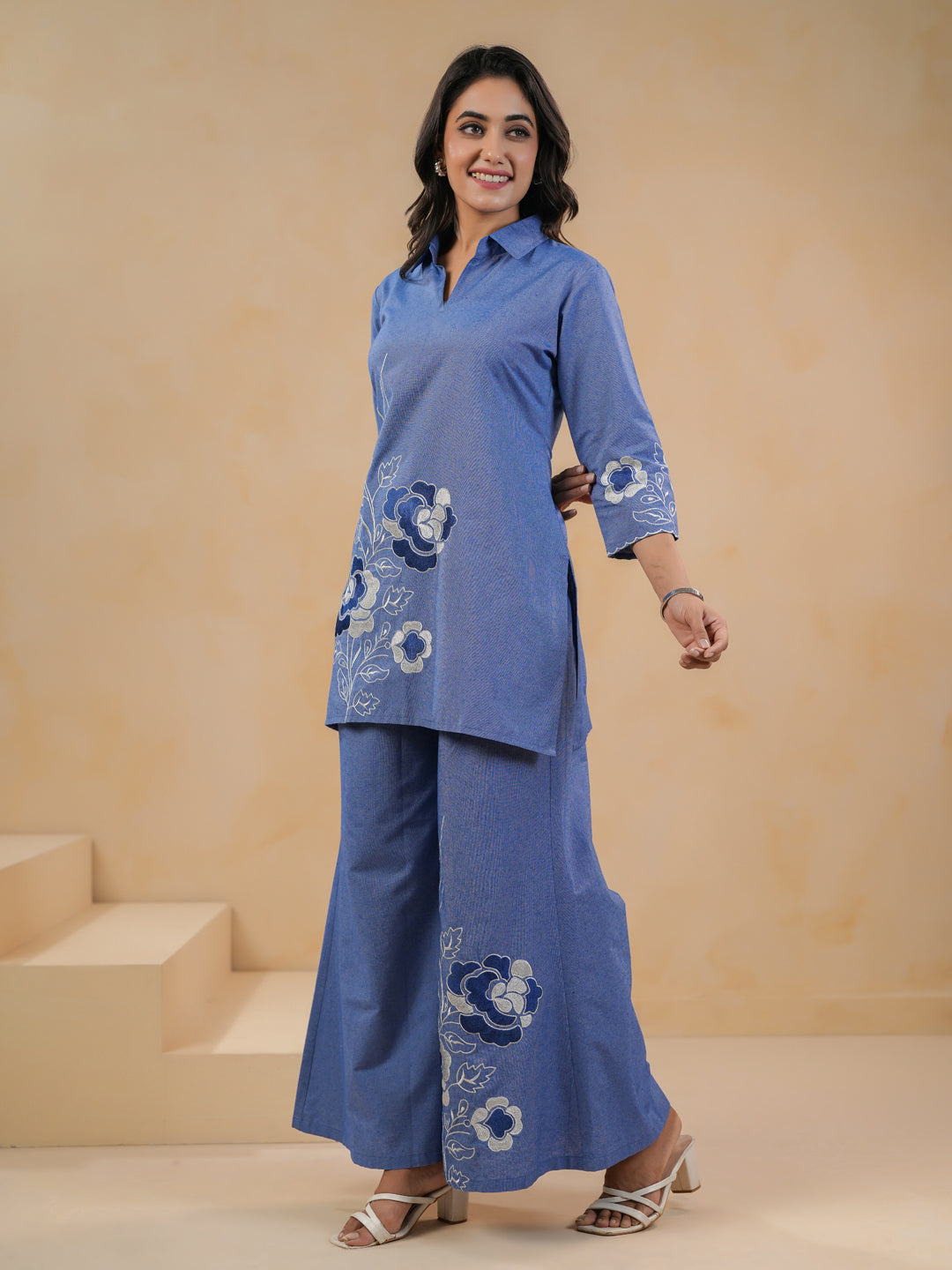 Span Blue Collard Cotton Cord Set