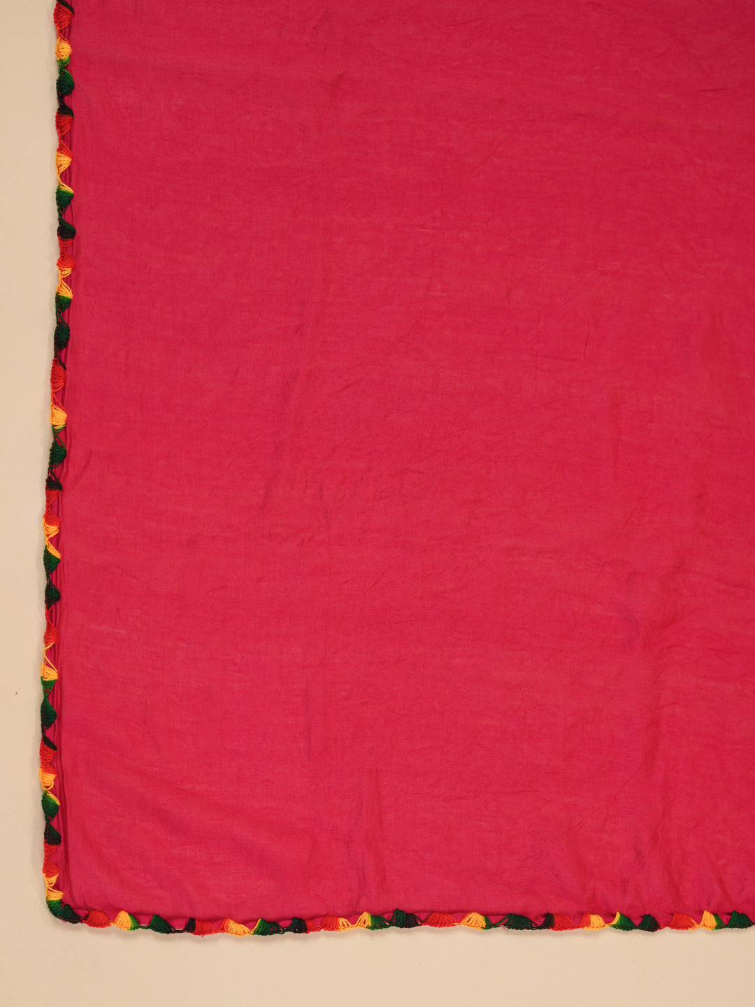 Span Beige Round Neck Cotton Kurta Set with Dupatta
