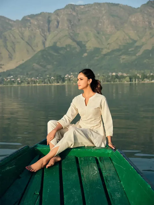 Span Ivory Linen Dhoti Style Bottom