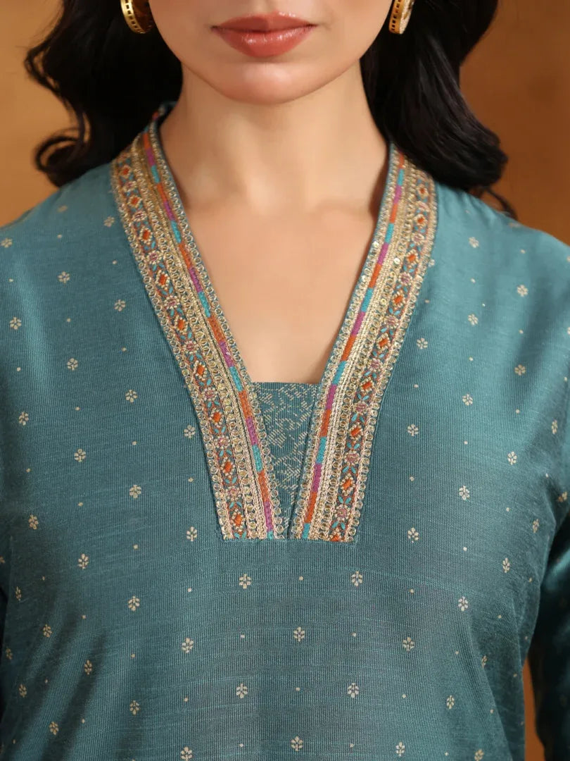 Span Green Silk Kurta Set with Dupatta