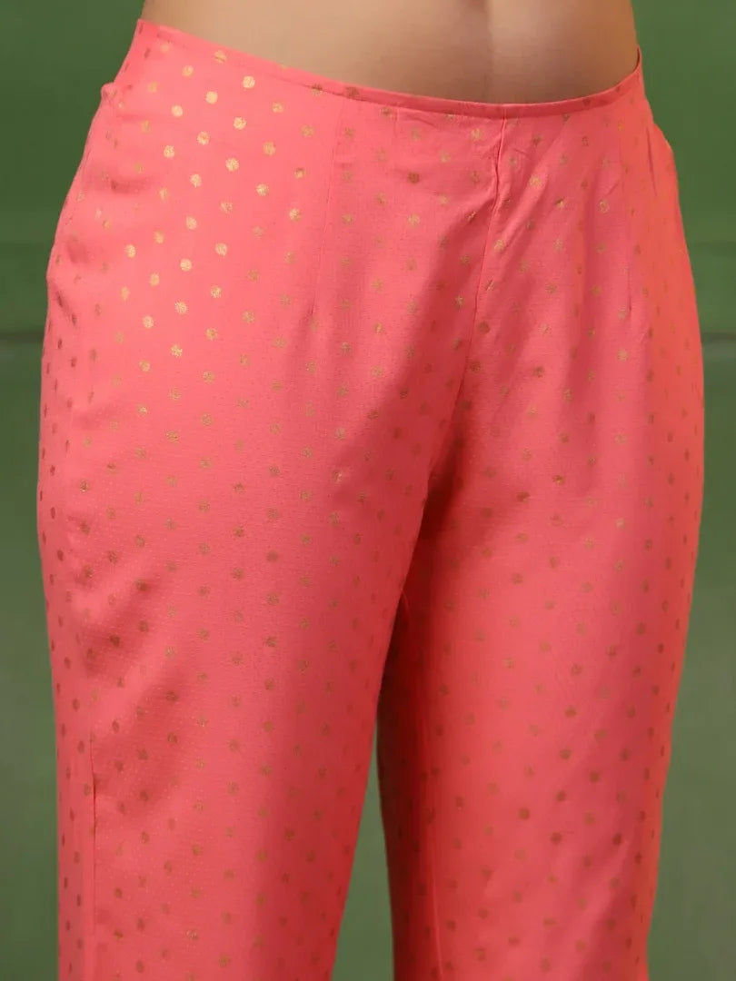 Span Pink Round Neck Kurta Set