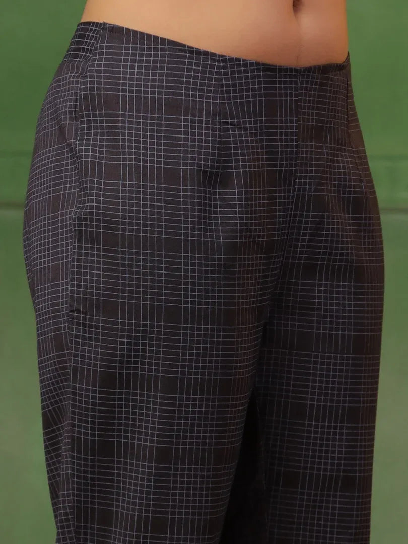 Span Grey Round Neck Kurta Set