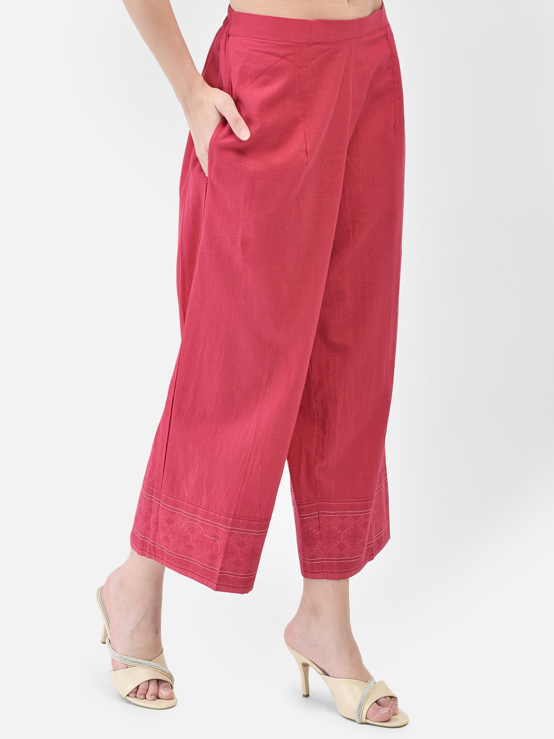 Span Pink Mandarin Cotton Co-Ord Set(Set of 2)