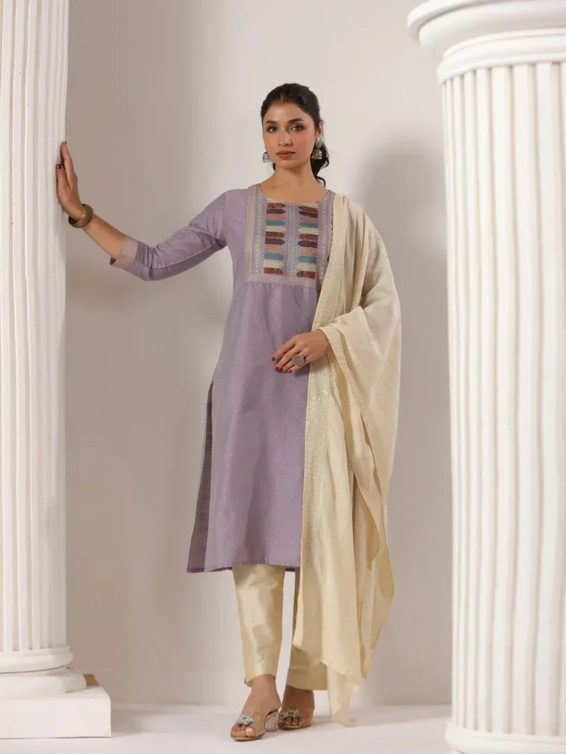 Span Pink Silk Kurta Set with Dupatta