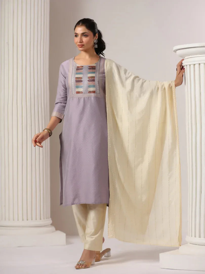 Span Pink Silk Kurta Set with Dupatta
