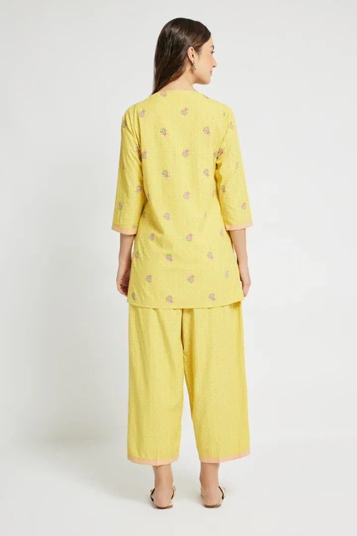 Span Lemon Yellow Rayon Co-Ord Set (set of 2)