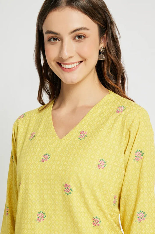 Span Lemon Yellow Rayon Co-Ord Set (set of 2)