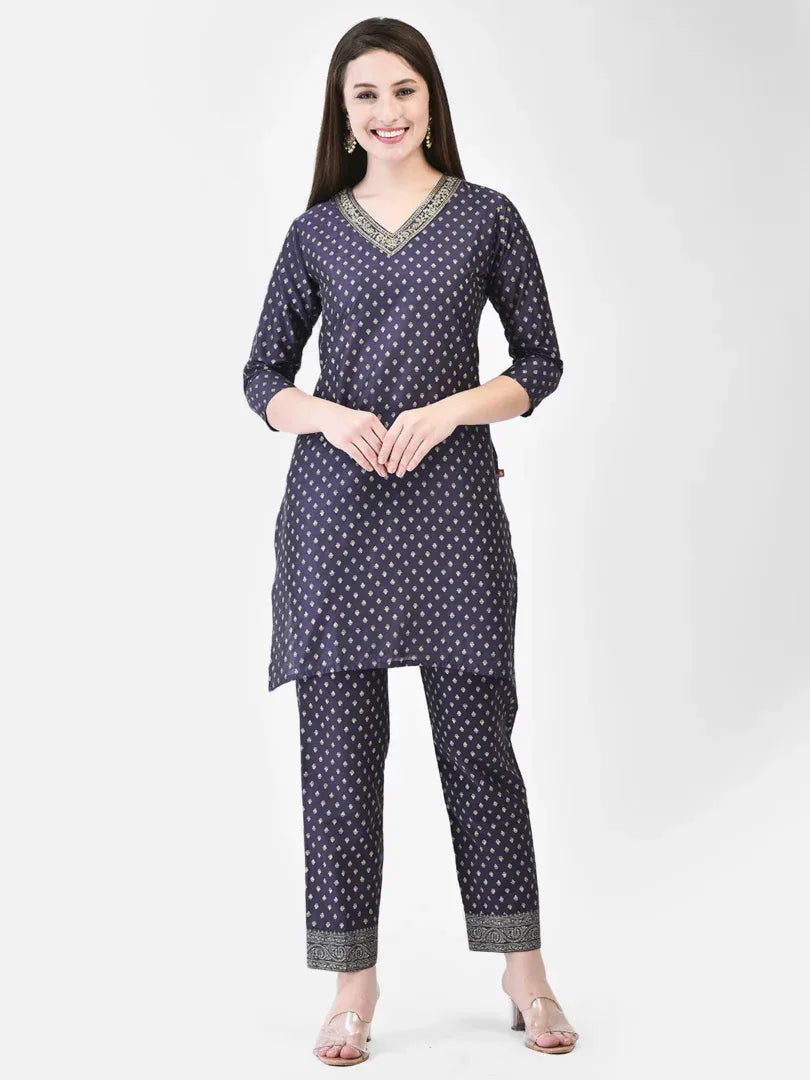 Span Purple Silk Co-Ord Set (Set of 2)