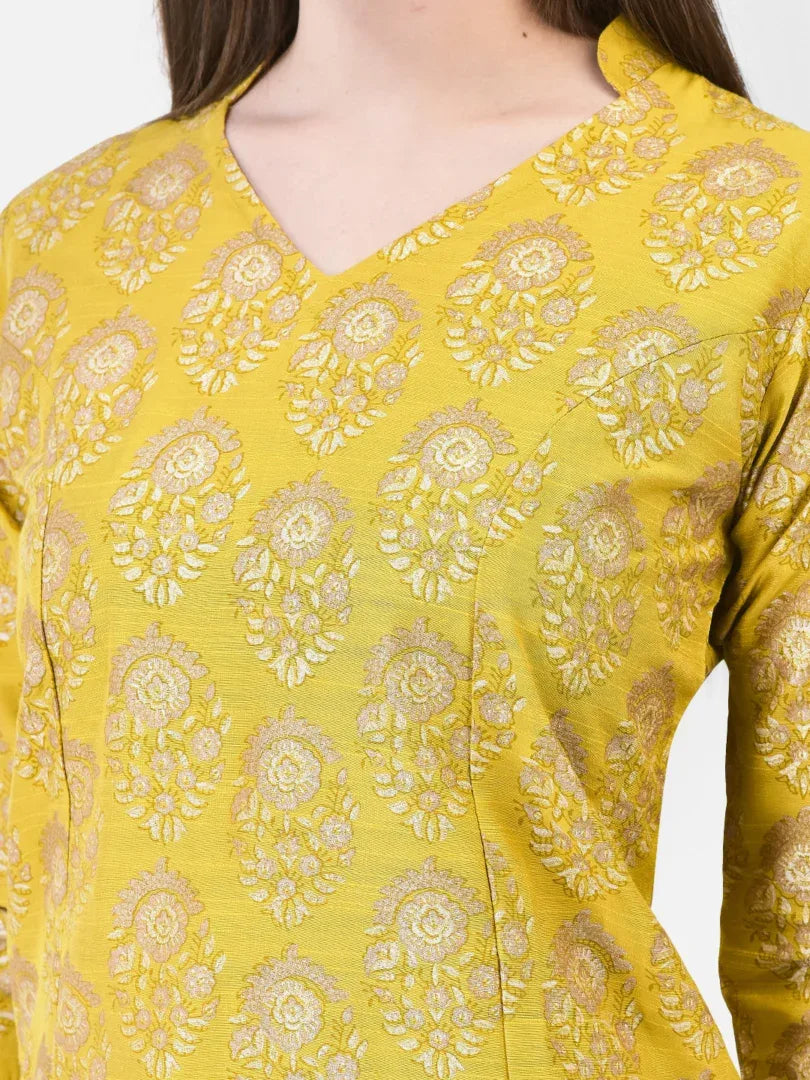 Span Yellow Silk Co-Ord Set (Set of 2)