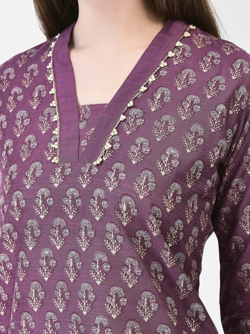 Span Purple Silk Co-Ord Set (Set of 2)