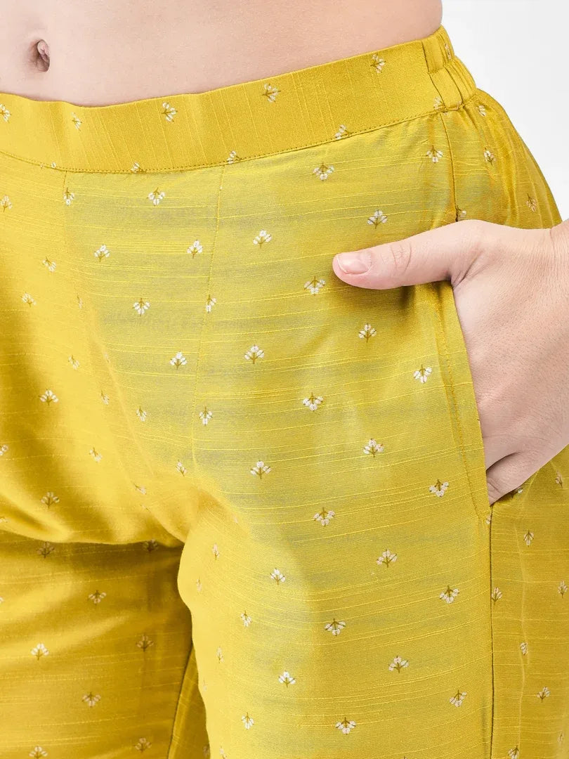 Span Yellow Silk Co-Ord Set (Set of 2)