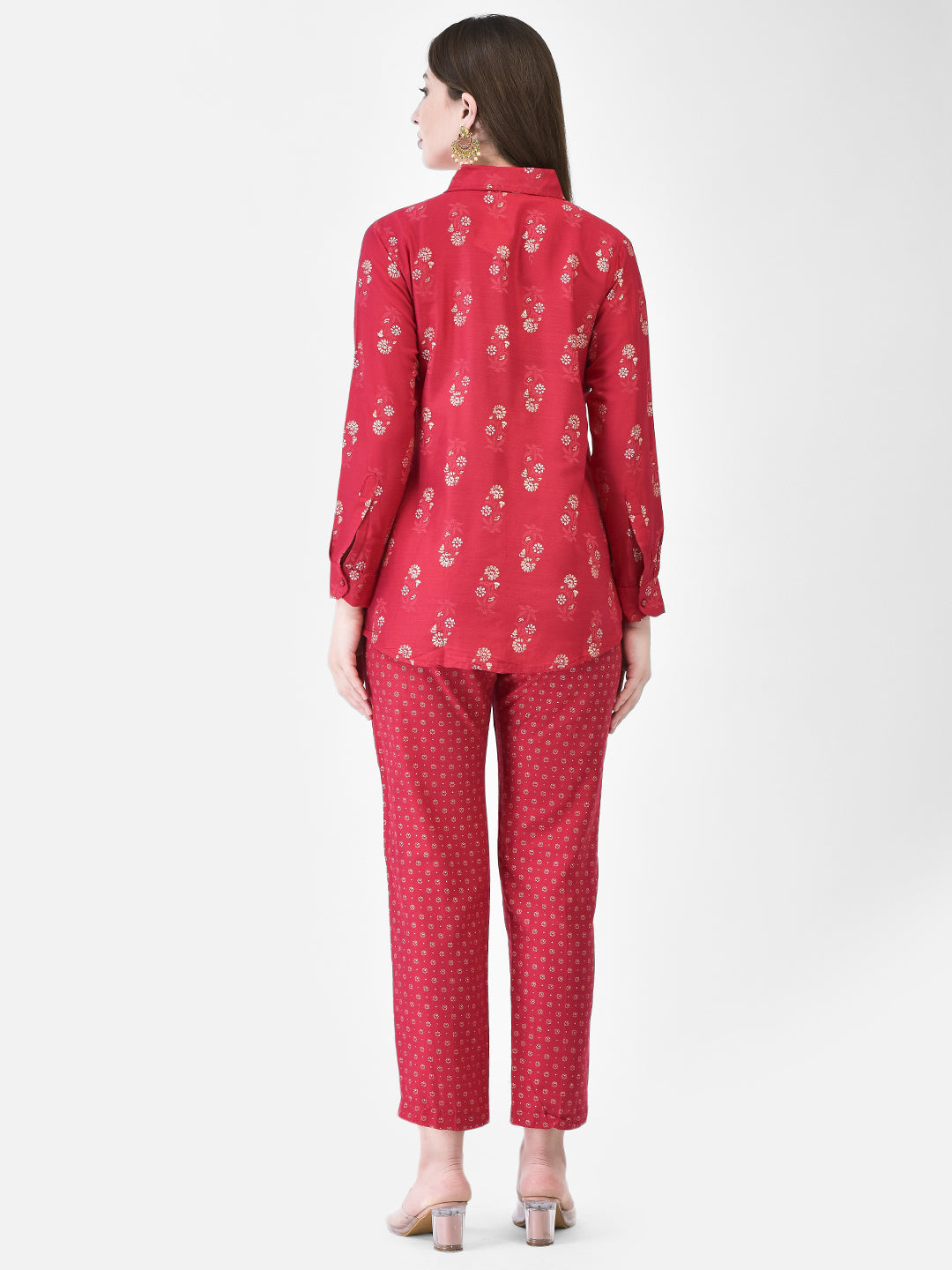 Span Pink Mandarin Cotton Co-Ord Set(Set of 2)