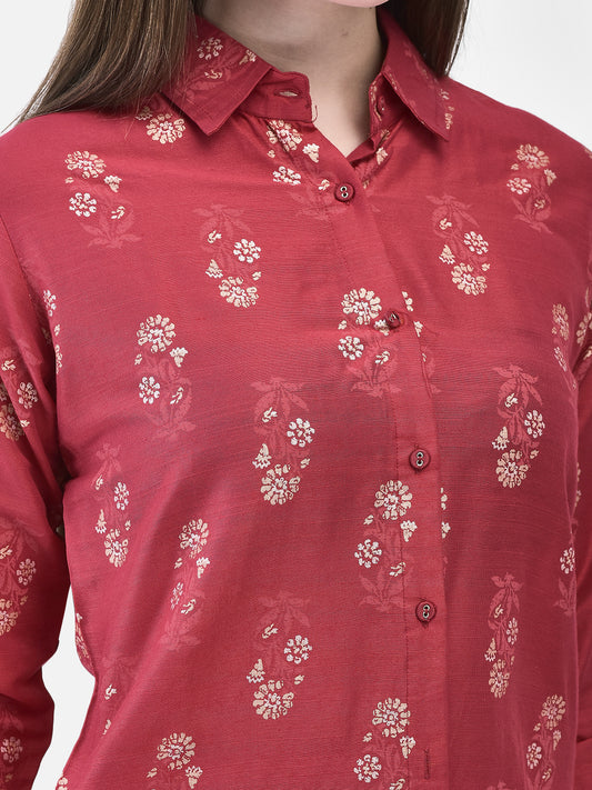 Span Pink Mandarin Cotton Co-Ord Set(Set of 2)