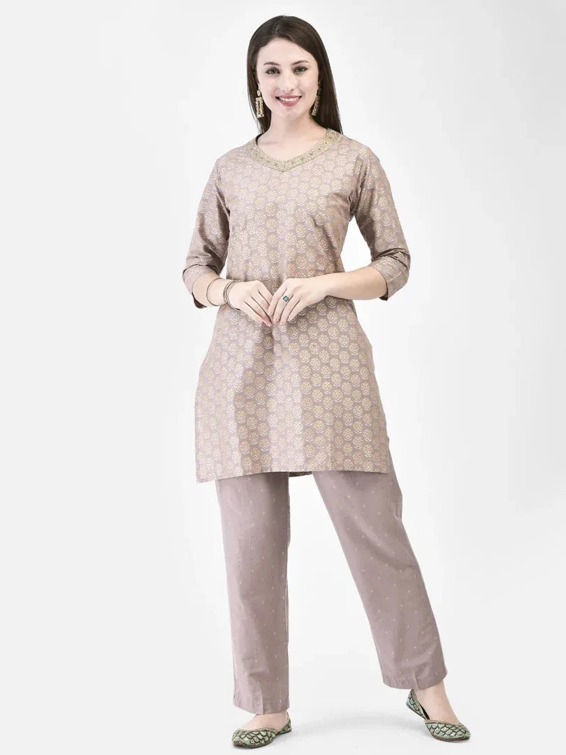 Span Wood Rose Silk Festive Co-Ord Set (Set of 2)