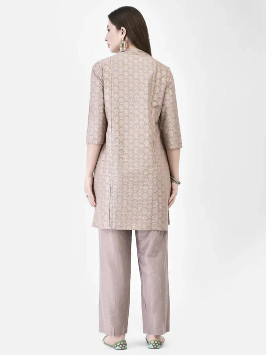 Span Wood Rose Silk Festive Co-Ord Set (Set of 2)