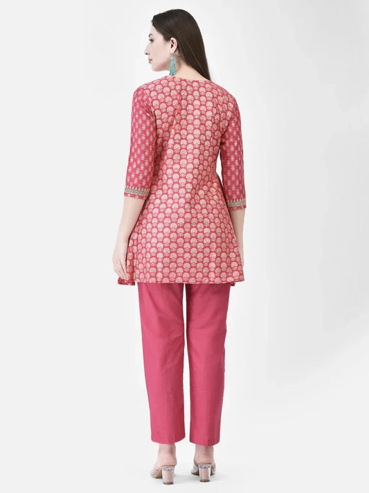 Span Pink Viscose Short Kurta