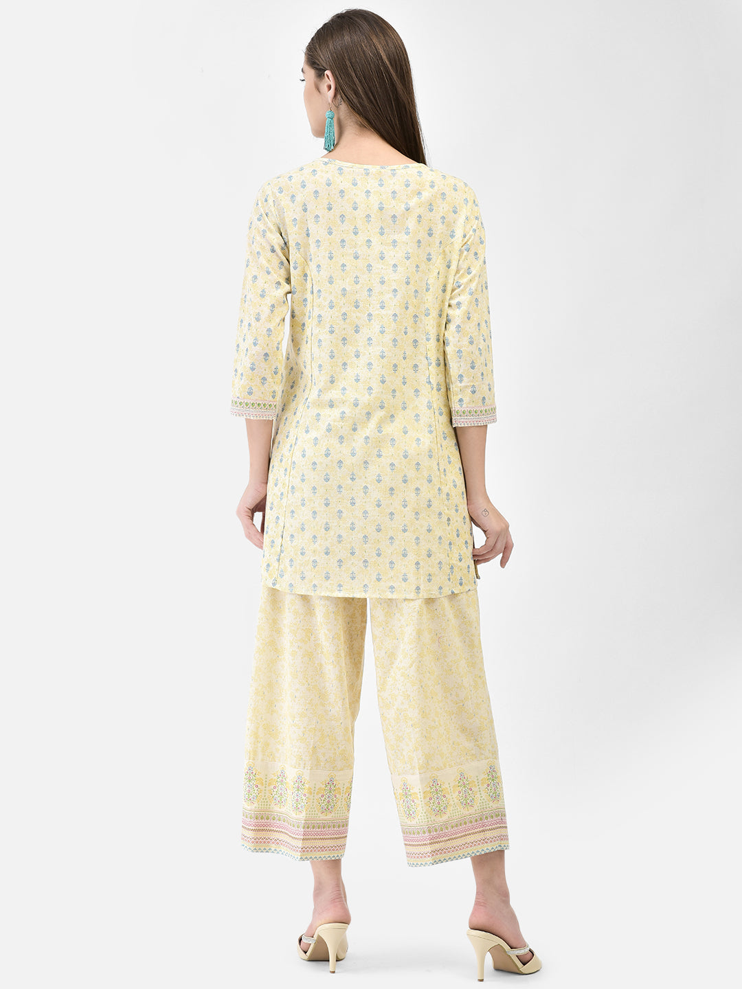 Span White Round Neck Cotton 2PCS SET
