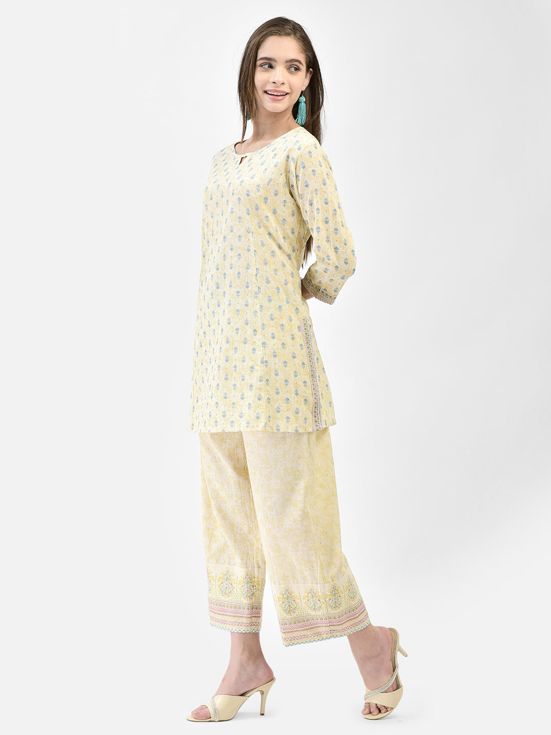 Span White Round Neck Cotton 2PCS SET