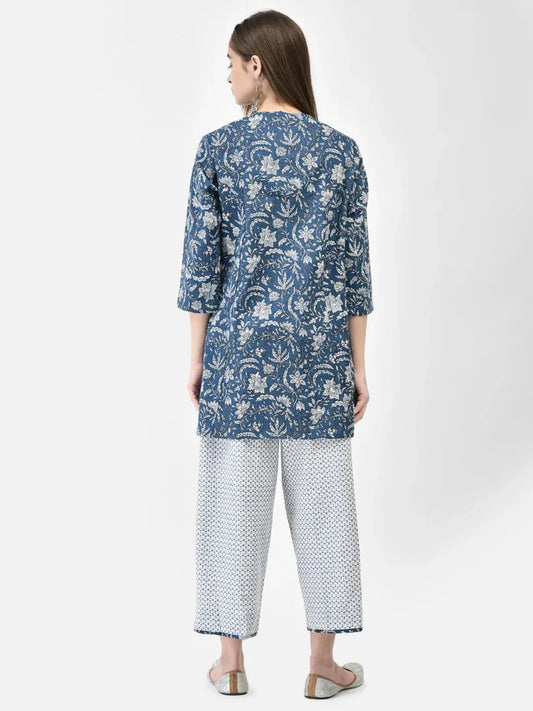 Span Blue Cotton Co-Ord Set (Set of 2)