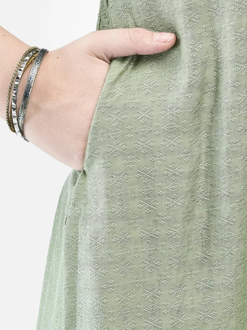 Span Green Viscose Festive Kurta