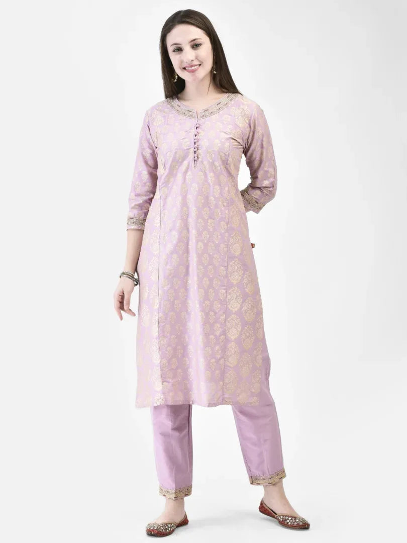 Span Pink Silk Festive Kurta