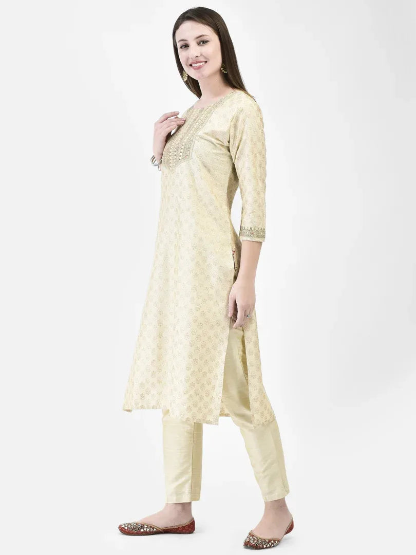 Span Ivory Silk Festive Kurta