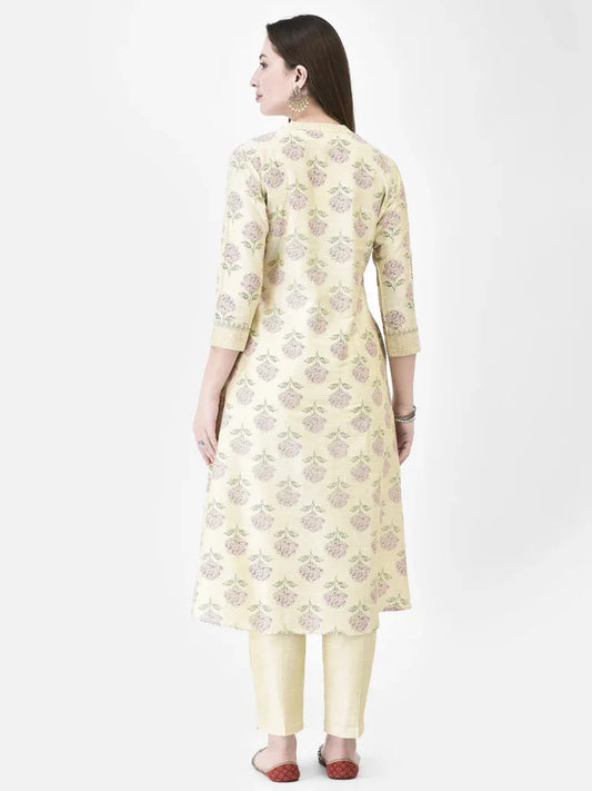 Span Ivory Mandarin Silk Kurta