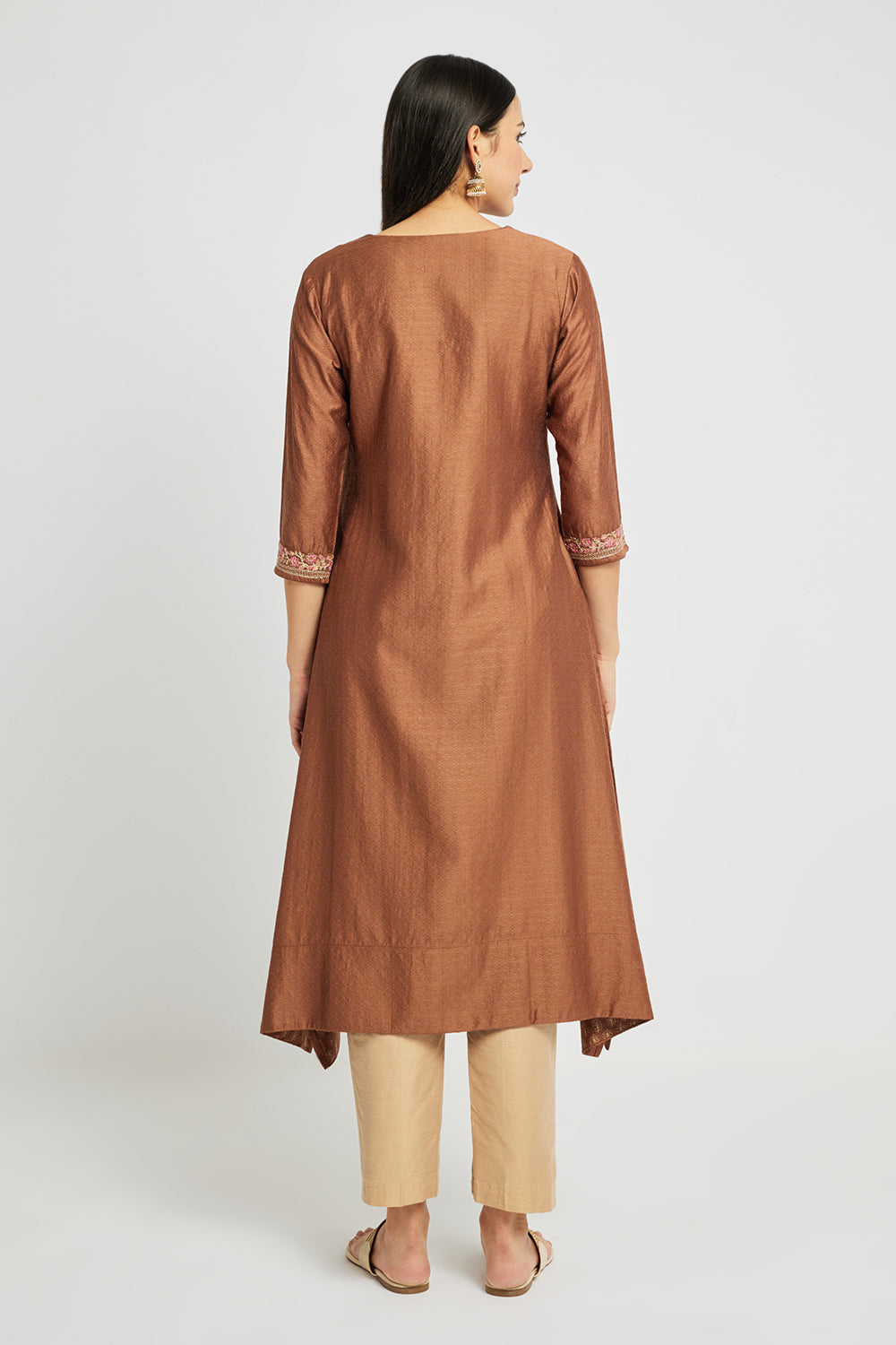 Span Brown V Neck Viscose Kurta