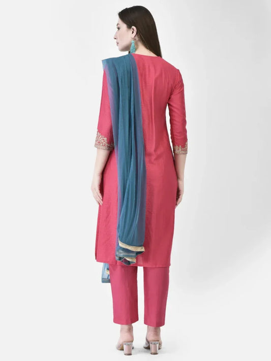 Span Pink Viscose Festive Kurta