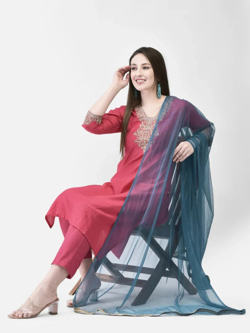 Span Pink Viscose Festive Kurta
