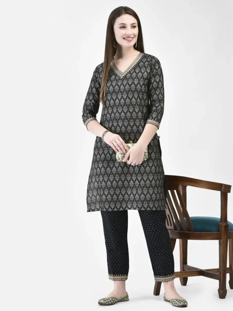 Span Black Silk Co-Ord Set (Set of 2)