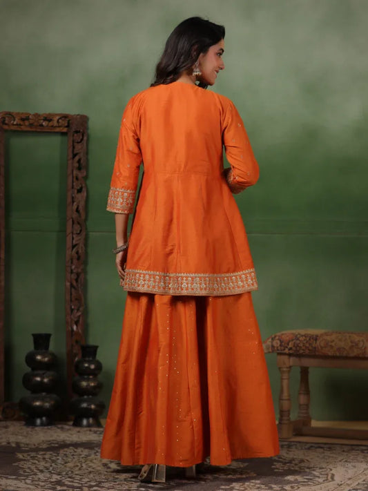 Span Orange Silk Festive 3PCS Set