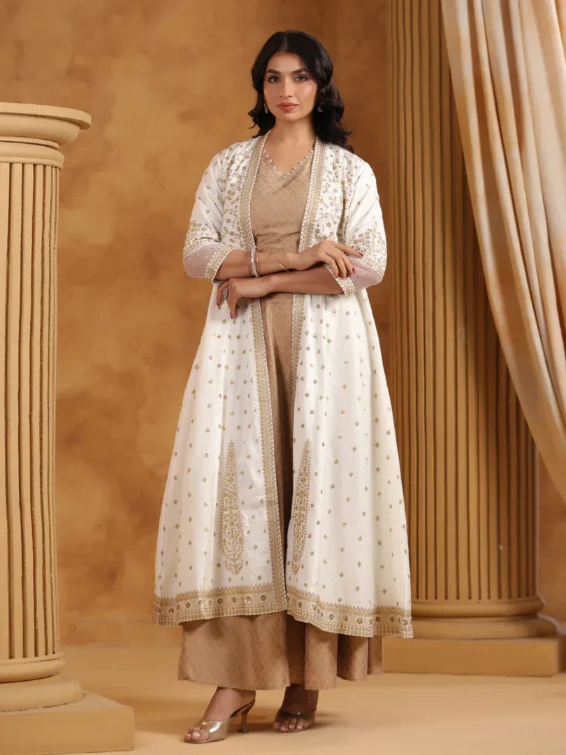 Span White Polyster Jacket Style 3PCS Set