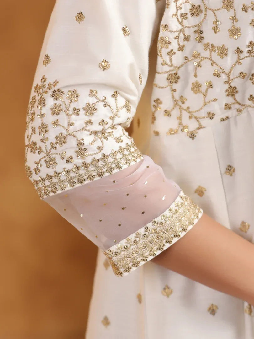Span White Polyster Jacket Style 3PCS Set